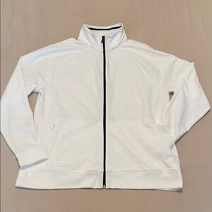 T by Talbots Women's White Zip-Up Jacket SzXLP Cool Mom Athleisure Streetwear